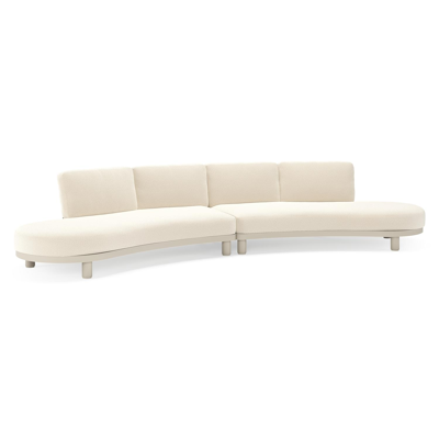 Donato loungebank in beige aluminium met all weather cosytica Althea Off White kussen
