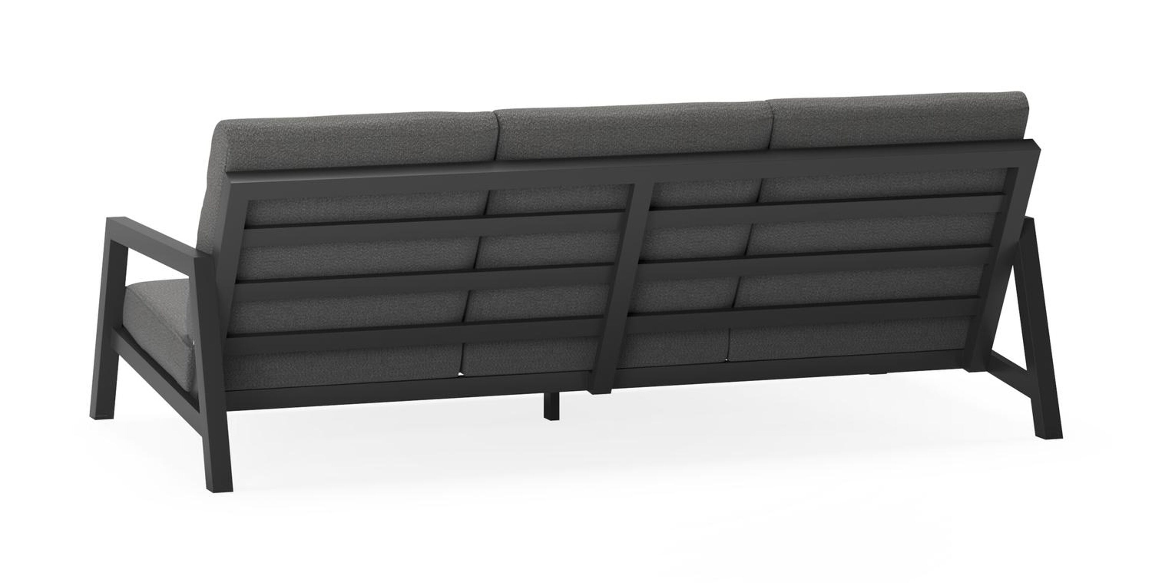 Zen'so loungebank 3-zit in zwart aluminium met savane tornado all weather sunbrella® luxe kussen