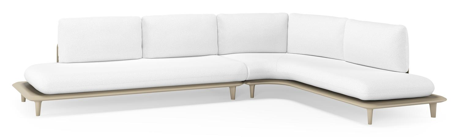 Bomero loungehoek in beige aluminium met ego birch all weather solica kussen