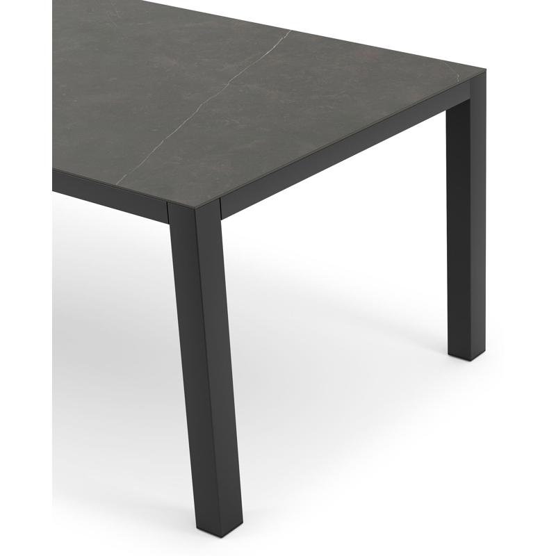 Table de jardin Como en aluminium noir et céramique pleine calatorao - Lg 200 x Larg. 100 x H 75 cm