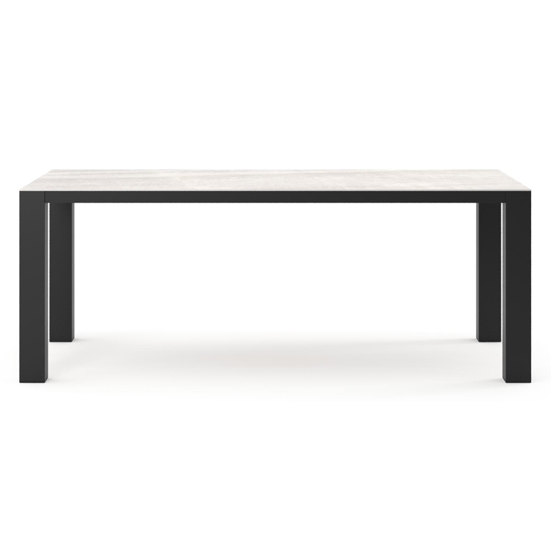 Nano tuintafel rechthoekig in zwart aluminium en volkeramiek Taj Mahal - L 200 x B 100 x H 75 cm
