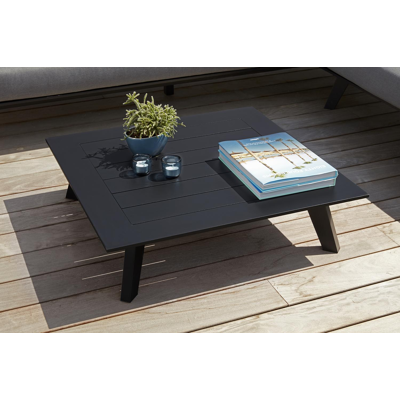 Puglia loungetafel in zwart aluminium - L 82 x B 82 x H 22 cm