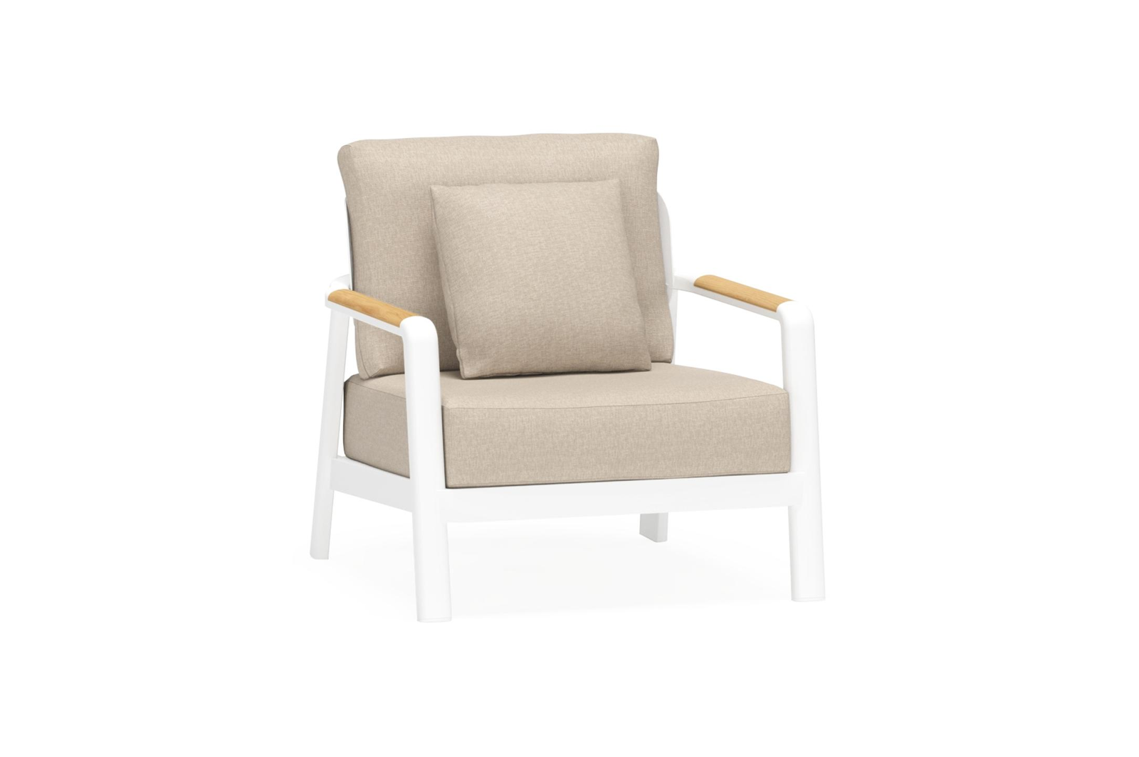 Salamanca loungestoel 1-zit in wit aluminium en teak met desert weather+ softtouch kussen
