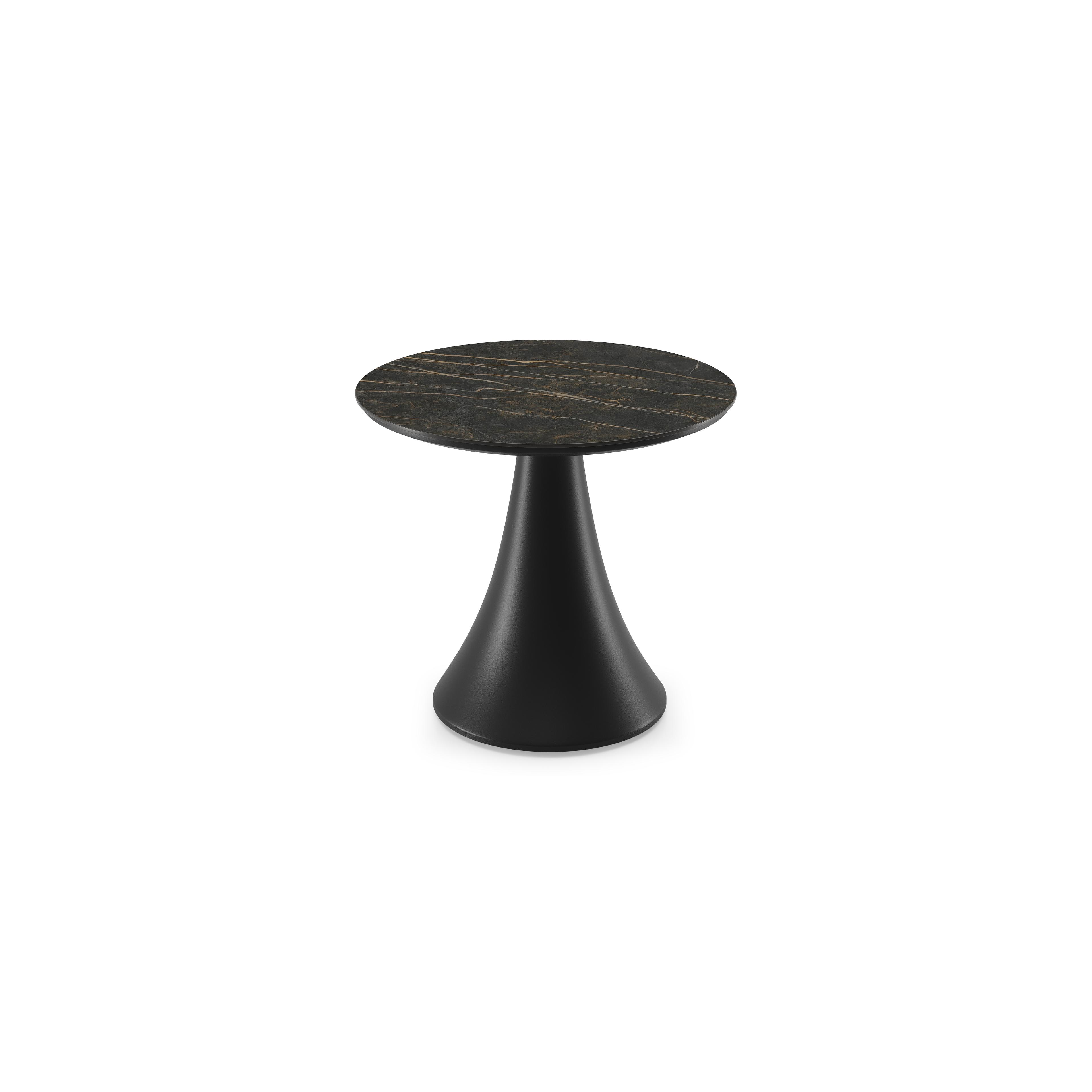 Table basse Fano en noir aluminium et céramique pleine black obsession - Diam. 65 x Haut. 55 cm