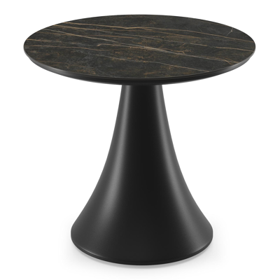 Fano low dining loungetafel in zwart aluminium en volkeramiek black obsession - Dia. 65 x H 55 cm