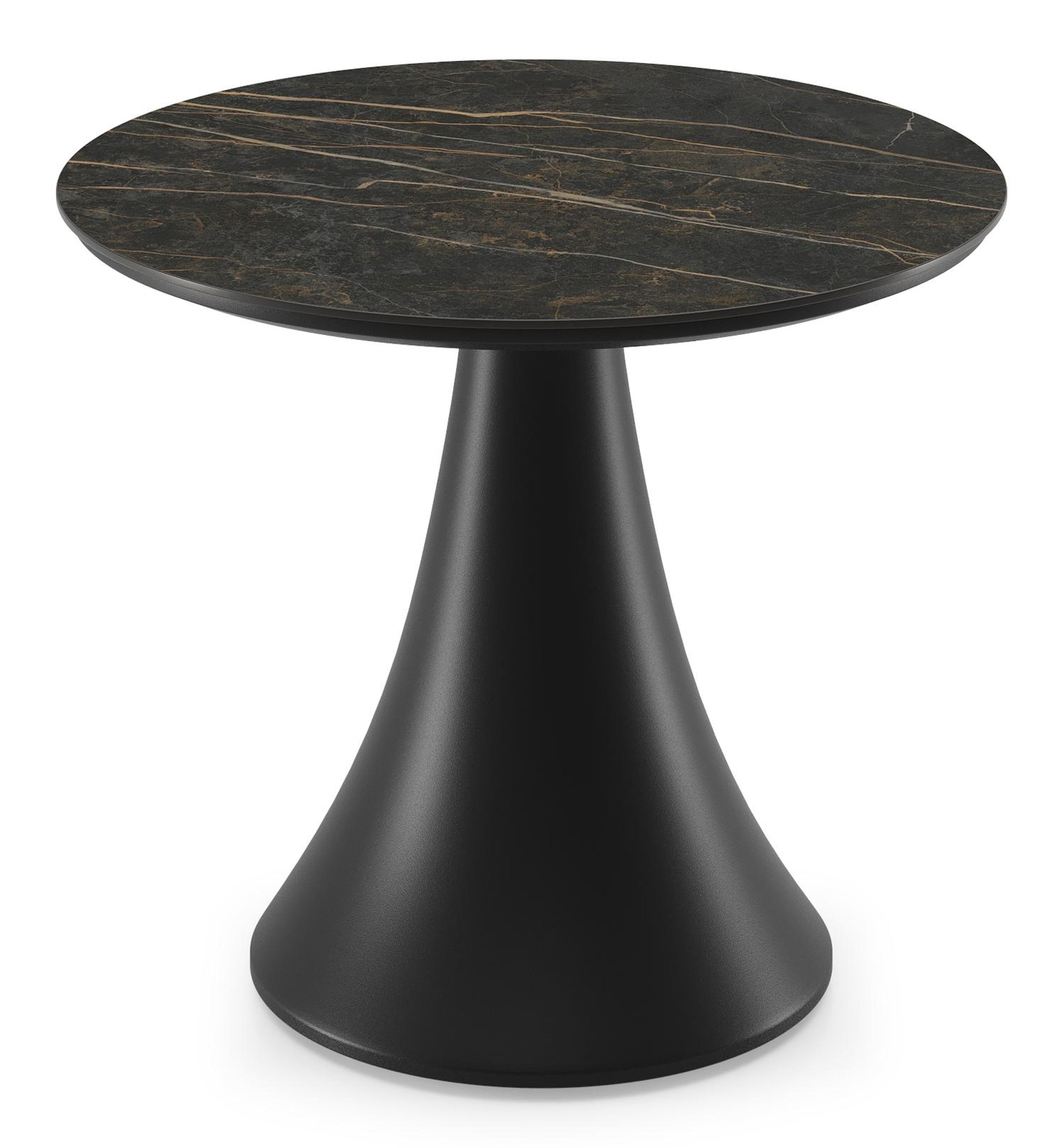 Fano low dining loungetafel in zwart aluminium en volkeramiek black obsession - Dia. 65 x H 55 cm