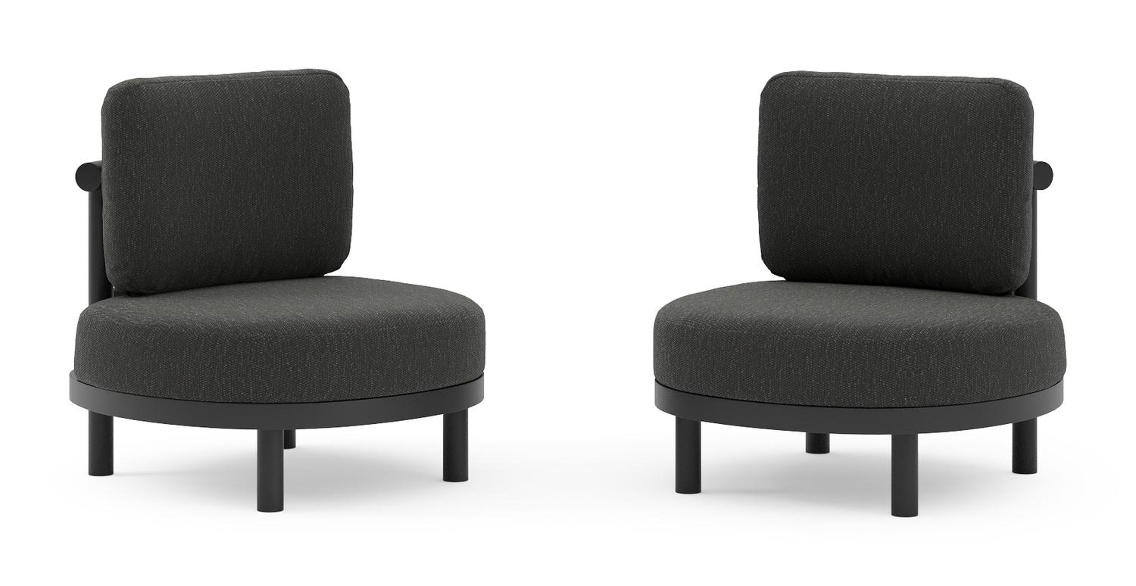 Set van 2 Lindo loungestoelen in zwart aluminium met sky black weather+ softtouch kussens