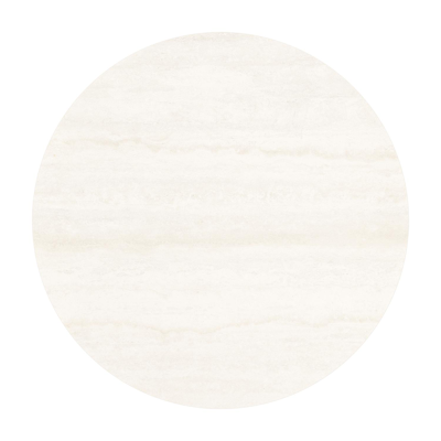 Fano low dining loungetafel rond in wit aluminium en volkeramiek Travertino Bianco - Dia. 65 x H 40 cm