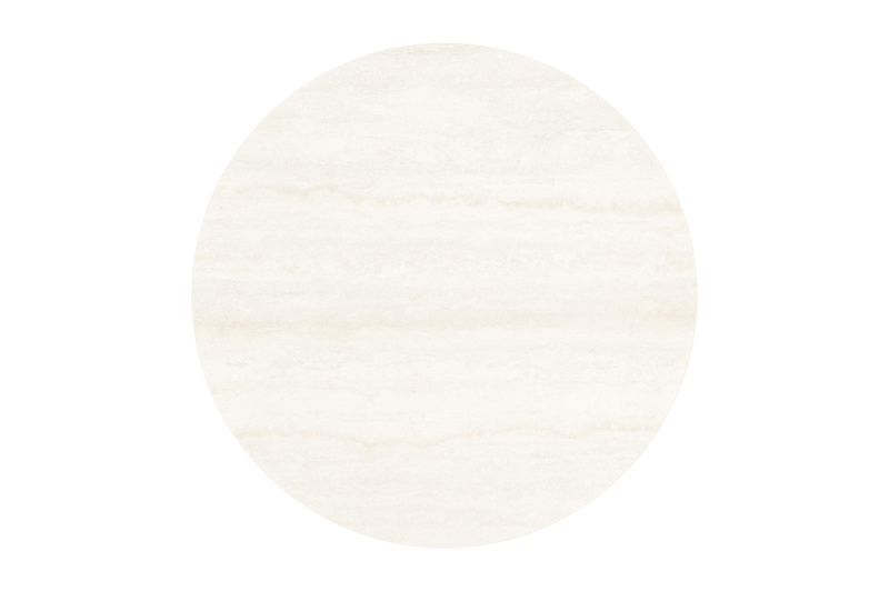 Fano low dining loungetafel rond in wit aluminium en volkeramiek Travertino Bianco - Dia. 65 x H 40 cm