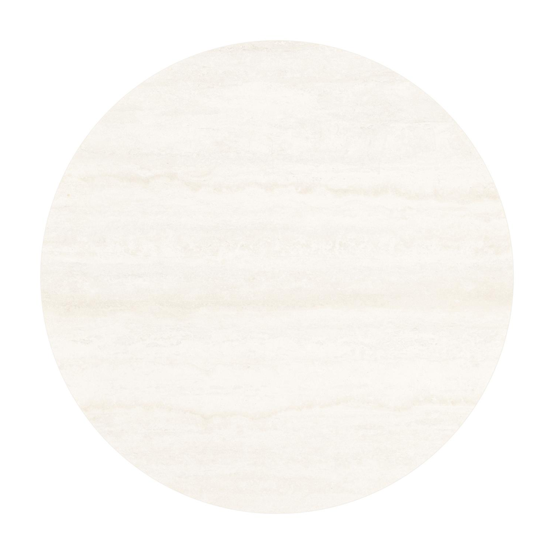 Fano low dining loungetafel rond in wit aluminium en volkeramiek Travertino Bianco - Dia. 65 x H 55 cm