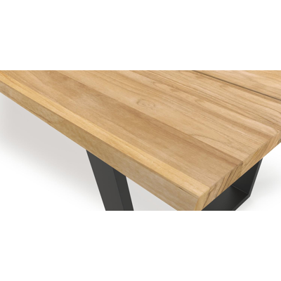 Pagino tuintafel in zwart aluminium en teak - L 300 x B 112 x H 75,5 cm