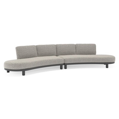 Donato loungebank in zwart aluminium met all weather sunbrella® luxe Tundra Pepper kussen