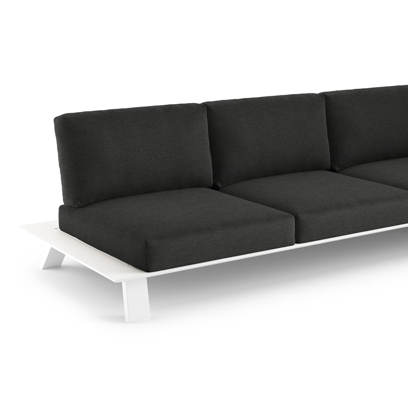 Cesano loungebank in wit aluminium met chartres sooty all weather Sunbrella® luxe kussen