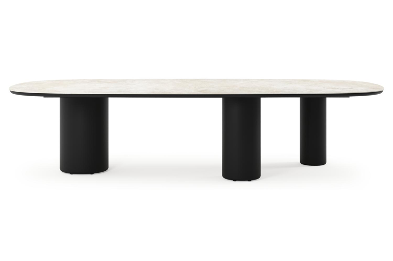 Amico tuintafel bombo xl in zwart aluminium en volkeramiek Rapolano - L 320 x B 148 x H 73.5 cm