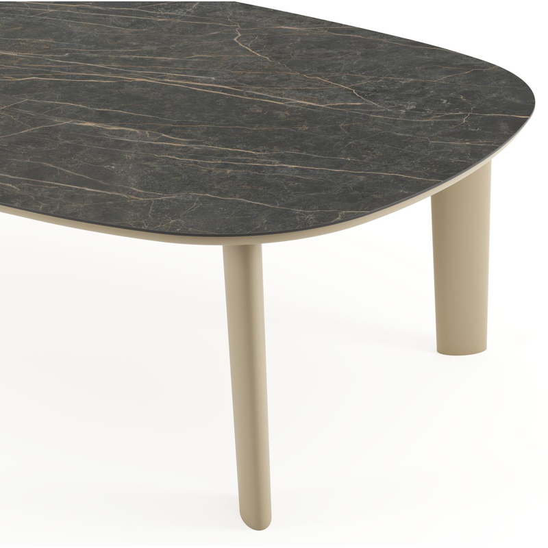 Amico tuintafel bombo xl in beige aluminium en volkeramiek Black Obsession - L 270 x B 148 x H 73.5 cm