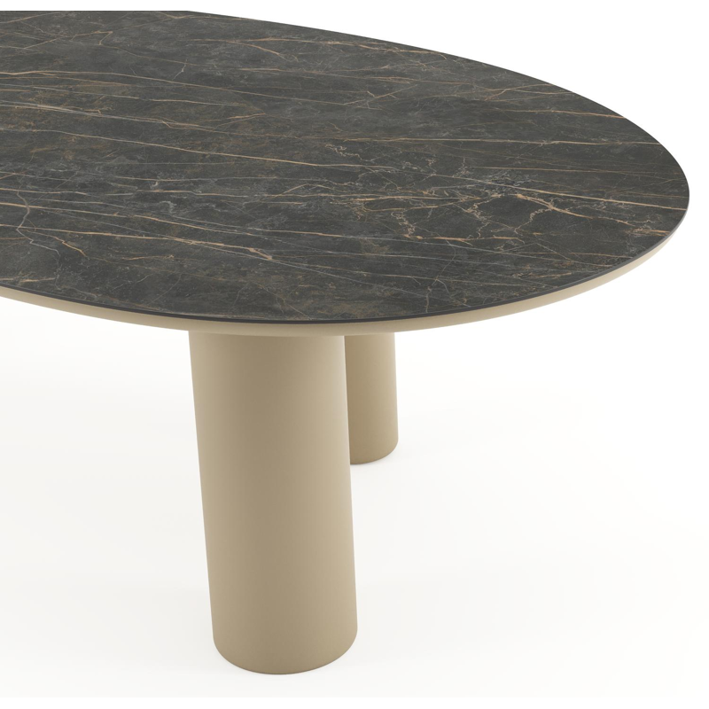Amico tuintafel mango in beige aluminium en volkeramiek Black Obsession - L 260 x B 130 x H 73.5 cm
