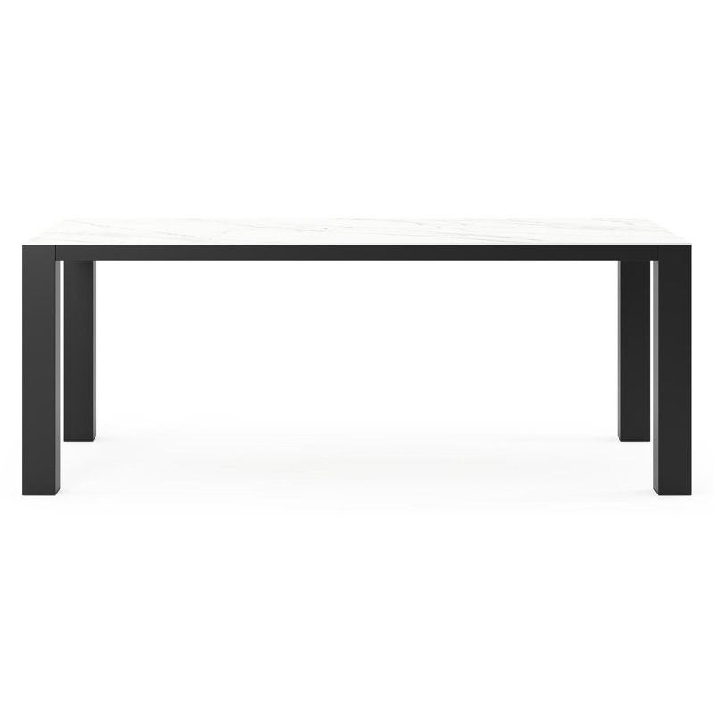 Nano tuintafel rechthoekig in zwart aluminium en volkeramiek Calacatta - L 200 x B 100 x H 75 cm