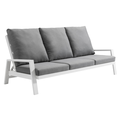 Veneto loungezetel met verstelbare rugleuning 3-zit in wit aluminium met grijs weather+ softtouch kussen