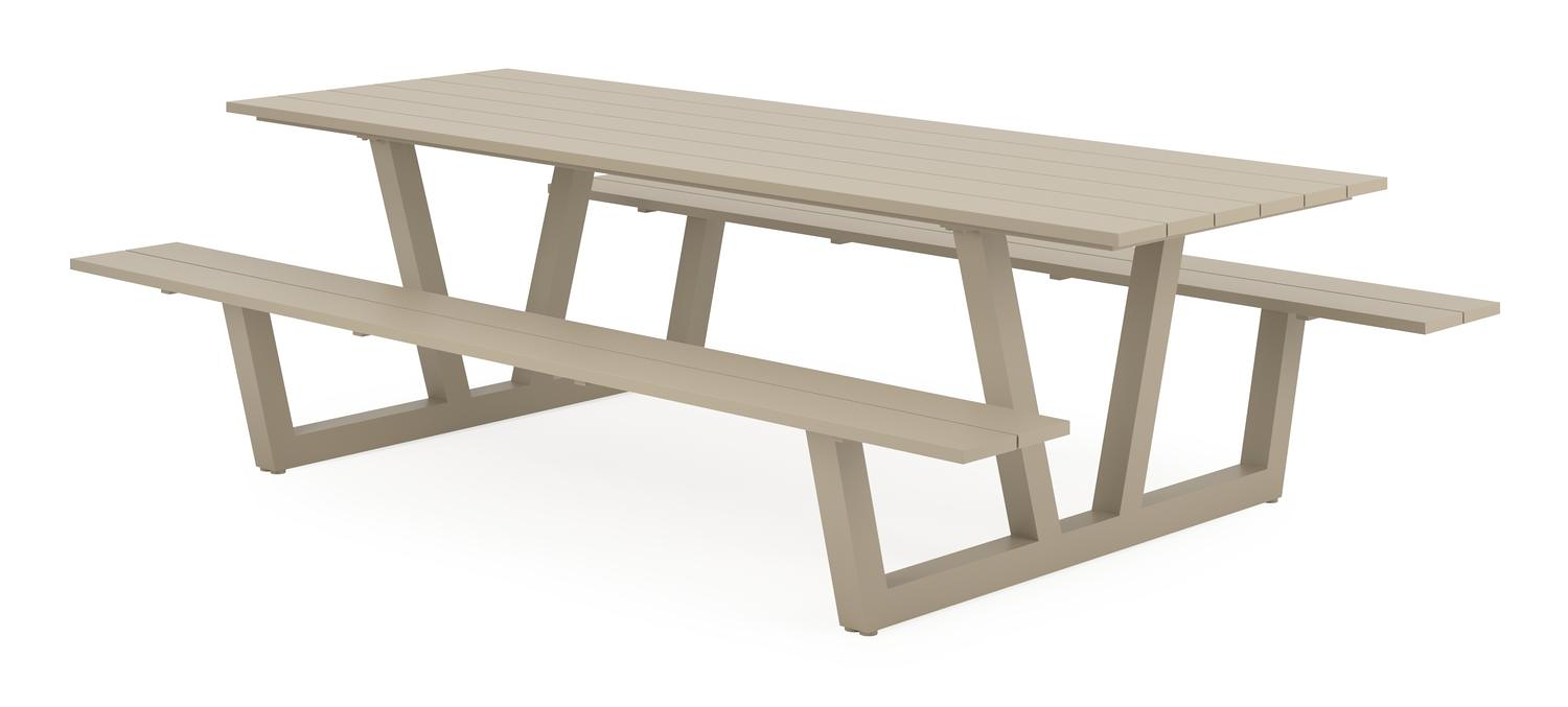 Felino picknicktafel in beige aluminium - L 260 x B 176 x H 76 cm
