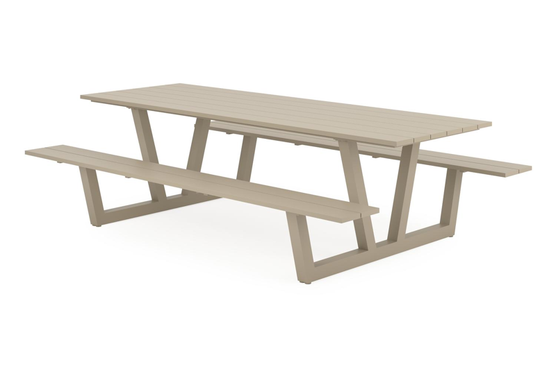 Felino picknicktafel in beige aluminium - L 260 x B 176 x H 76 cm