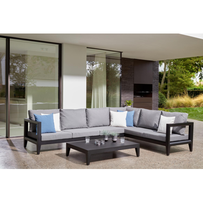 Rovigo loungeset zwart-grijs - aluminium en textilene - 5 personen