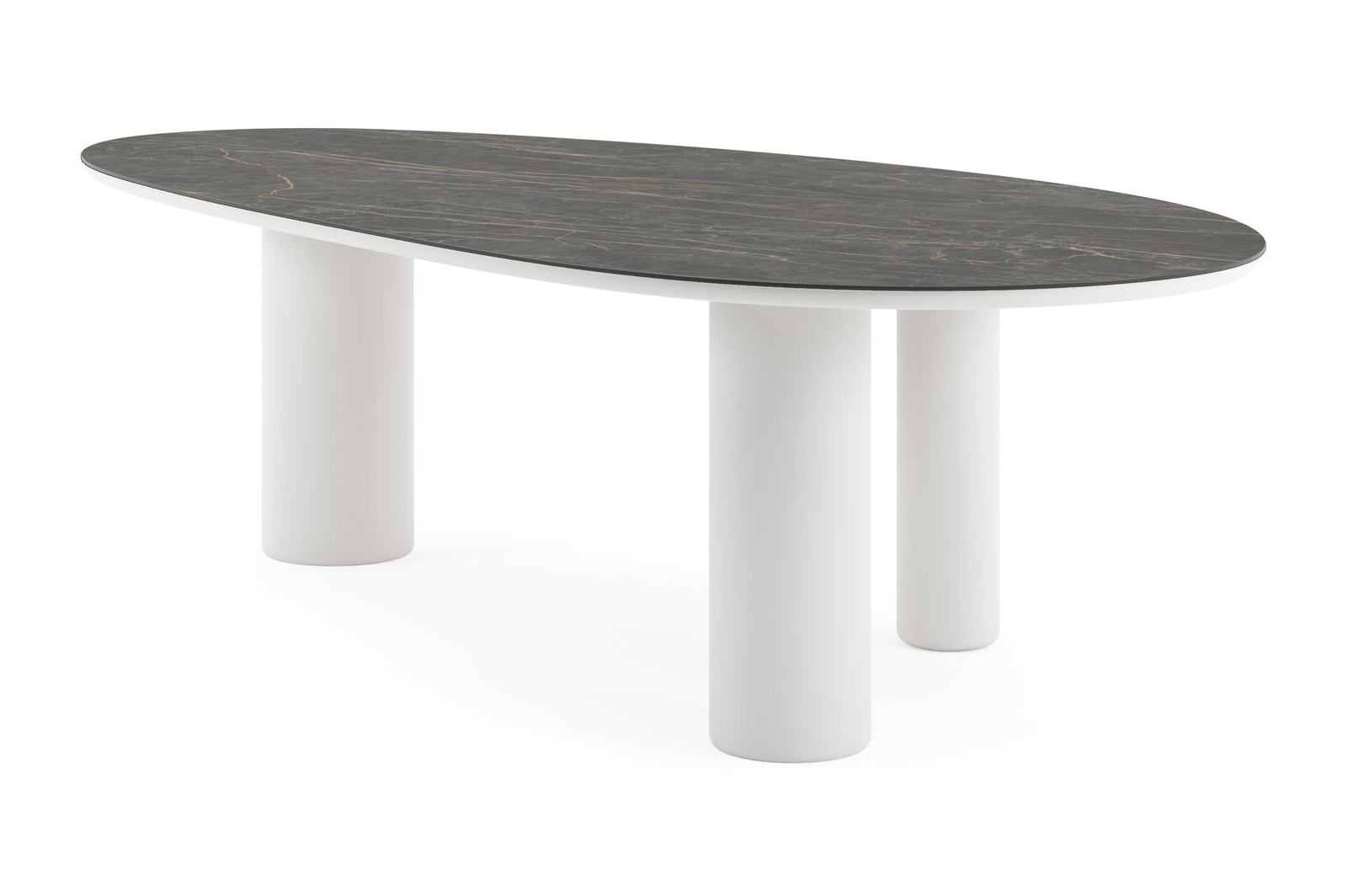 Amico tuintafel mango in wit aluminium en volkeramiek Black Obsession - L 260 x B 130 x H 73.5 cm