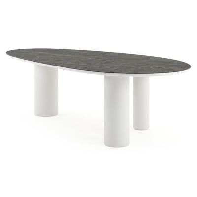 Amico tuintafel mango in wit aluminium en volkeramiek Black Obsession - L 260 x B 130 x H 73.5 cm