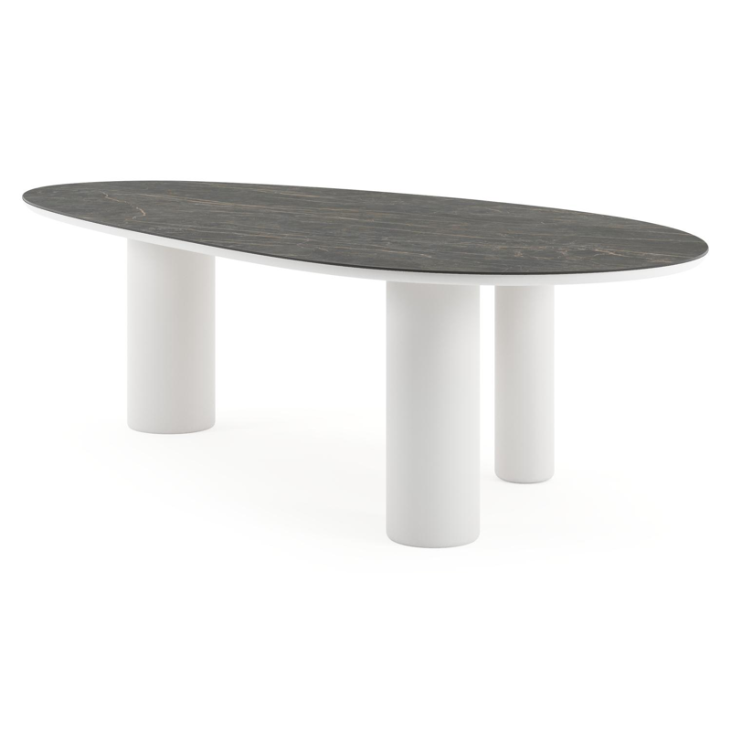 Amico tuintafel mango in wit aluminium en volkeramiek Black Obsession - L 260 x B 130 x H 73.5 cm