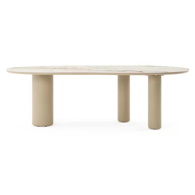 Table de jardin Amico organique en aluminium beige et céramique pleine Colorado Dunes - Lg. 240 x Lrg. 110 x Haut. 73.5 cm
