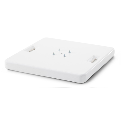 Rufina zweefparasol met tiltfunctie in wit aluminium met grijs all weather sunbrella® premium parasoldoek - L1: 300 x L2: 300 cm (met voet)