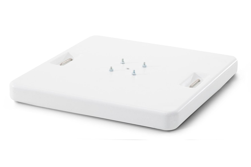 Rufina zweefparasol met tiltfunctie in wit aluminium met natte charcoal chine all weather sunbrella® luxe parasoldoek - L1: 300 x L2: 300 cm (met voet)