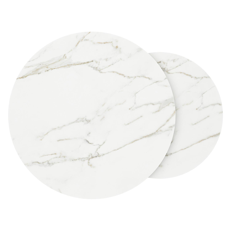 Fano set van 2 loungetafels rond in beige aluminium en volkeramiek Calacatta - Dia. 85 x H 35 cm