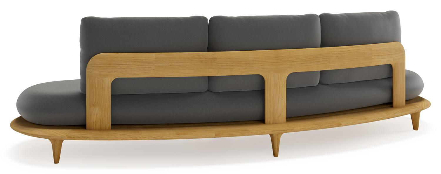 Bomero loungebank in teak met natte charcoal chine all weather sunbrella® luxe kussen