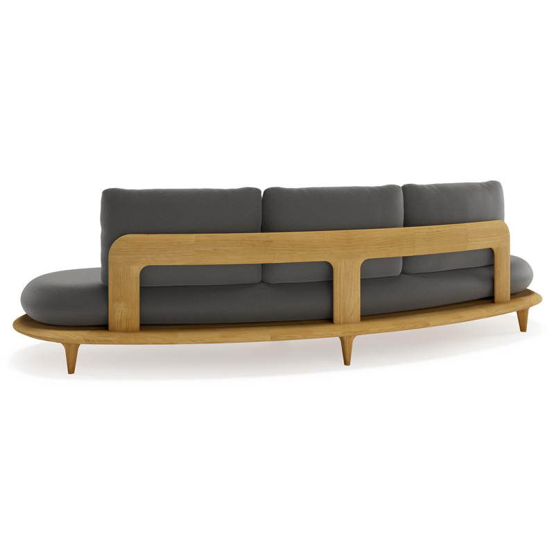 Bomero loungebank in teak met natte charcoal chine all weather sunbrella® luxe kussen