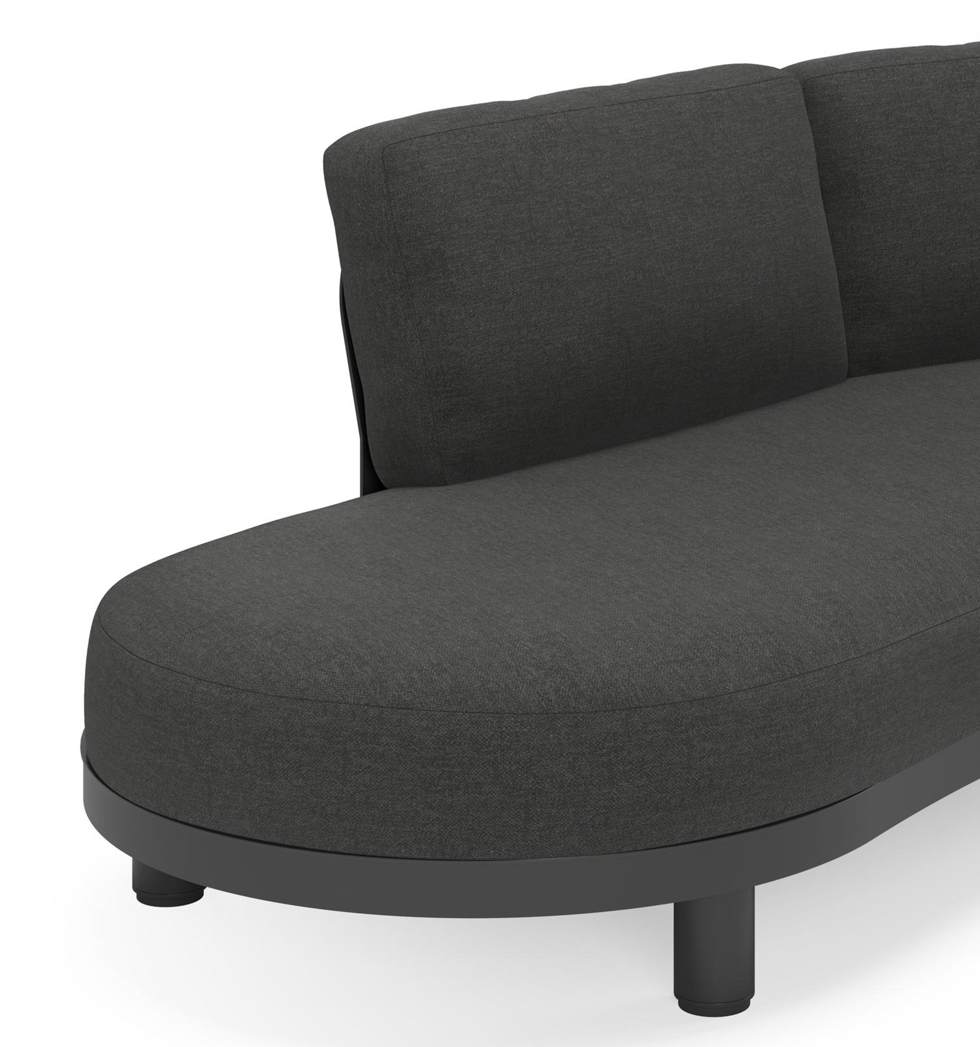 Donato loungehoek in zwart aluminium en met chartres grey all weather sunbrella® luxe kussens