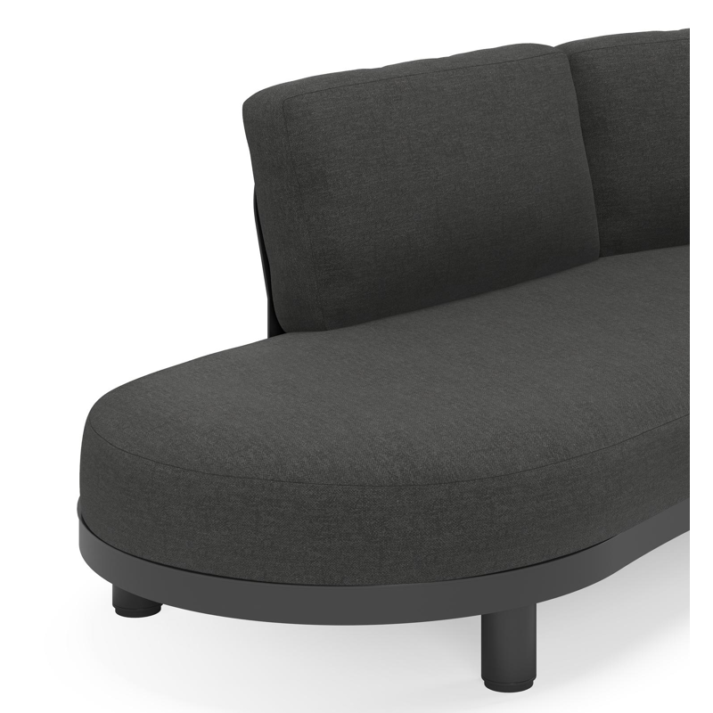 Donato loungehoek in zwart aluminium en met chartres grey all weather sunbrella® luxe kussens