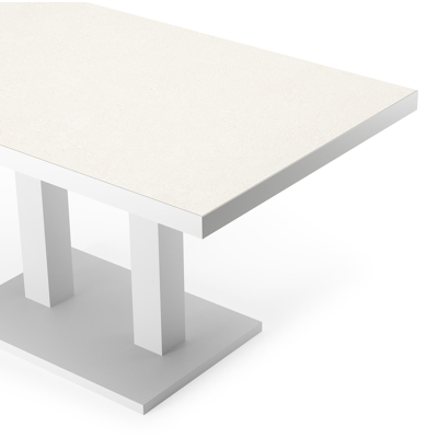 Veneto loungetafel in wit aluminium en sintered stone crema minerale - L 140 x B 85 x H 49/72 cm
