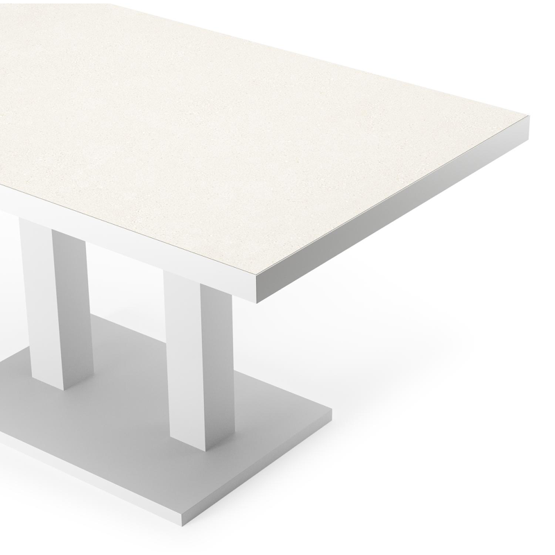Veneto loungetafel in wit aluminium en sintered stone crema minerale - L 140 x B 85 x H 49/72 cm