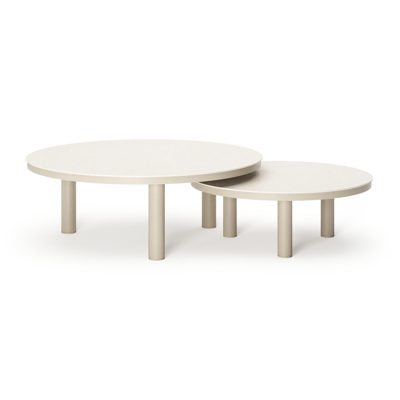 Table de basse Lindo en aluminium beige et sintered stone crema minerale