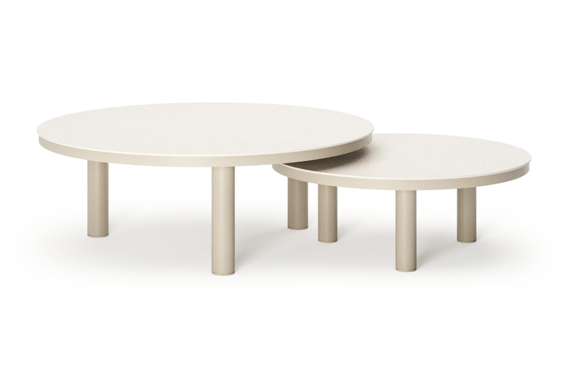 Table de basse Lindo en aluminium beige et sintered stone crema minerale
