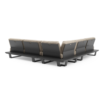 Pagino loungehoek in zwart aluminium met bora jungle all weather cosytica kussen