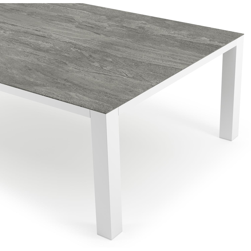 Nano tuintafel in wit aluminium en volkeramiek aspen grey - L 240 x B 148 x H 75 cm