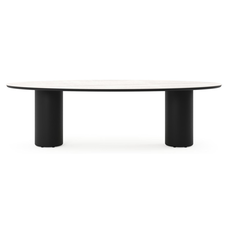 Table de jardin Amico oval en aluminium noir et céramique pleine Taj Mahal - Lg. 260 x Lrg. 125 x Haut. 73.5 cm