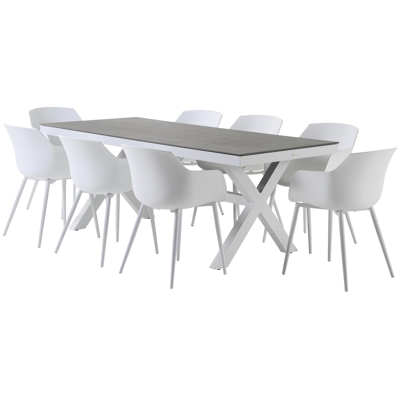 Bahia tuinset - - tafelblad in spraystone - met 8  tuinstoelen