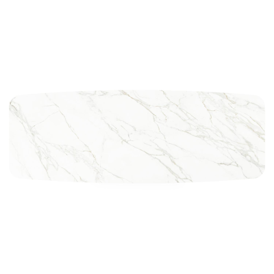 Table de jardin Donato en aluminium blanc et céramique pleine calacatta - Lg 315 x Larg. 115 x H 74 cm