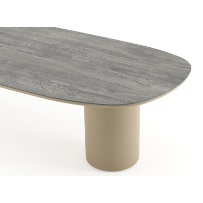 Amico tuintafel bombo in beige aluminium en volkeramiek Aspen Grey - L 320 x B 130 x H 73.5 cm