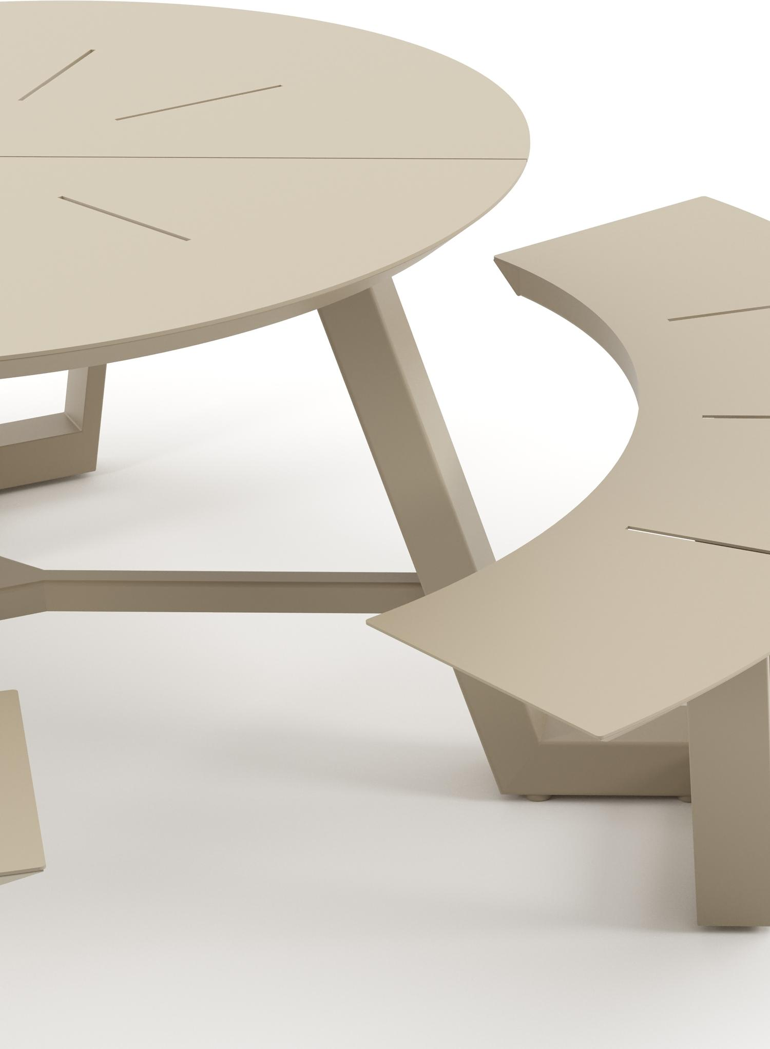 Rondino picknicktafel in beige aluminium - Dia. 207 x H. 71.5 cm