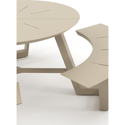 Rondino picknicktafel in beige aluminium - Dia. 207 x H. 71.5 cm