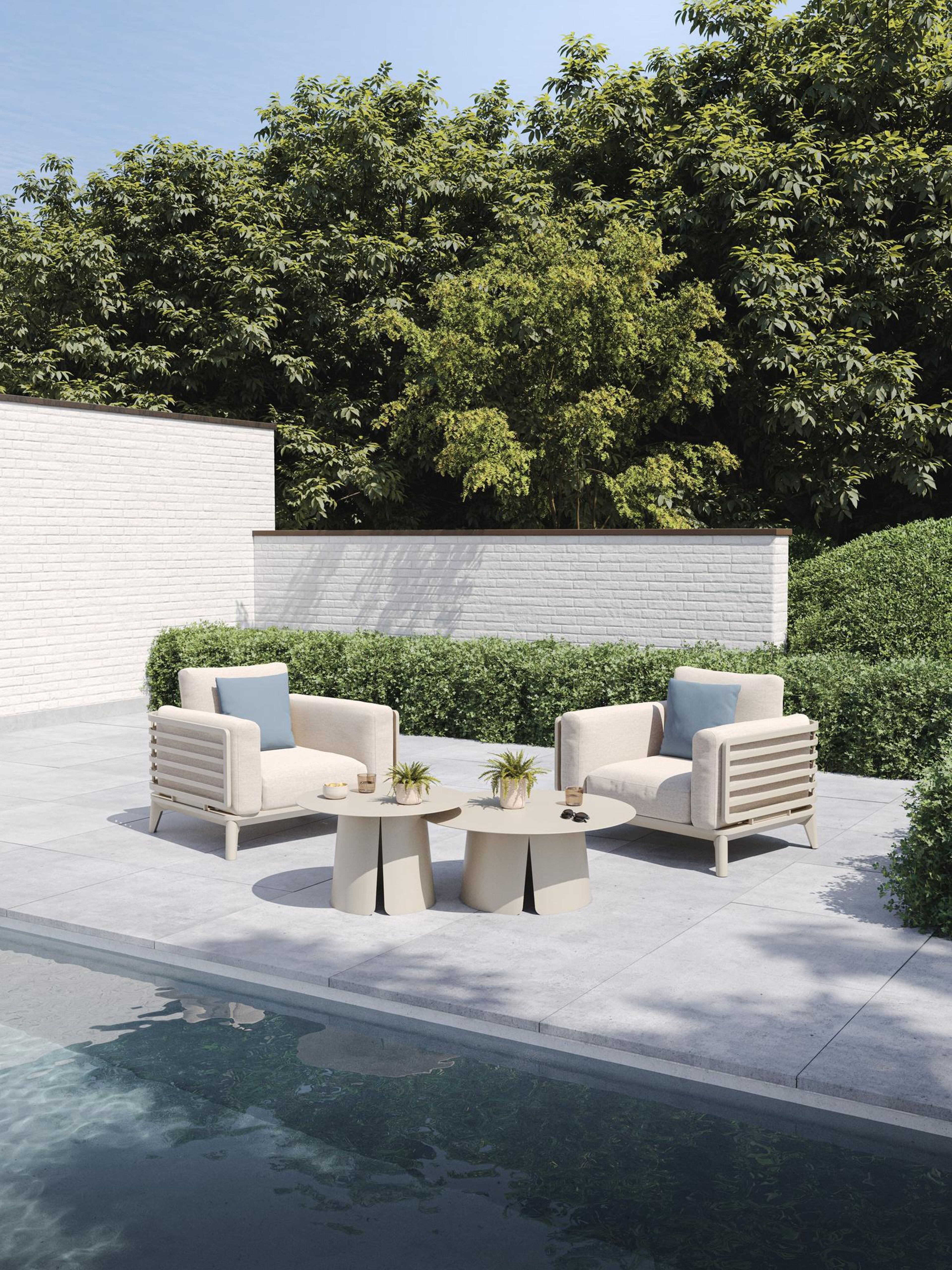 Mosa loungestoel in beige aluminium met rustic weather+ softtouch kussens