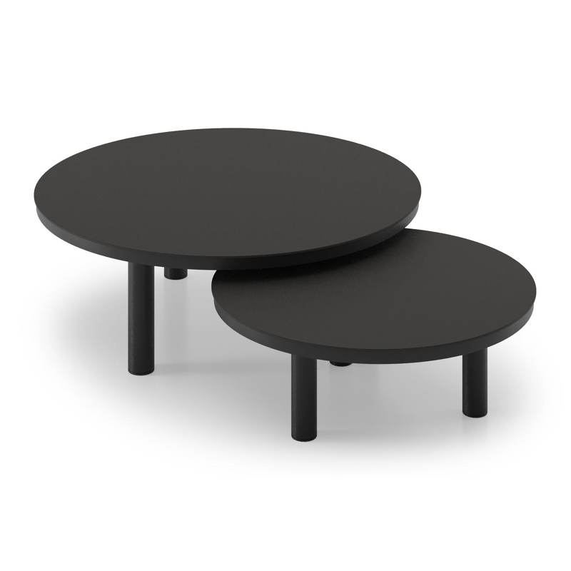 Table de basse Lindo en aluminium noir et sintered stone notte minerale